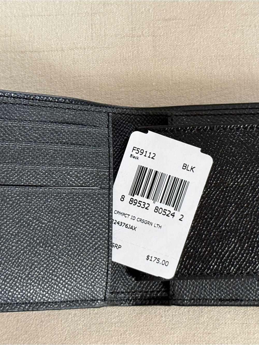 Coach Black Textured Leather Bi-Fold Card & Key Holder - Picture 10 of 10